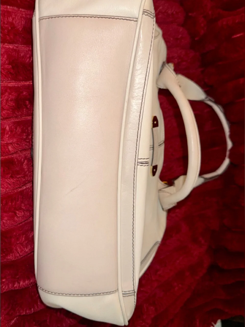 Cole Haan Cream Leather Shoulder Bag with Gold Hardware